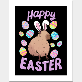 Happy easter cute and funny capybara Posters and Art